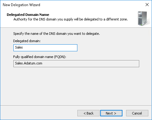 how to create a dns delegation in the parent zone